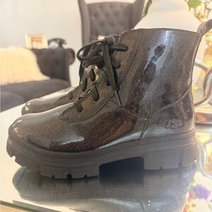 UGG Black Sparkle Platform Lace-Up Boots